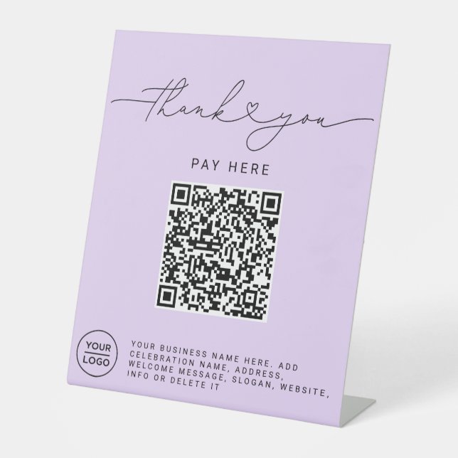 Danke-Skript-Herz-Scan-Mich-QR-Code-Logo lila Sockelschild (Vorderseite)