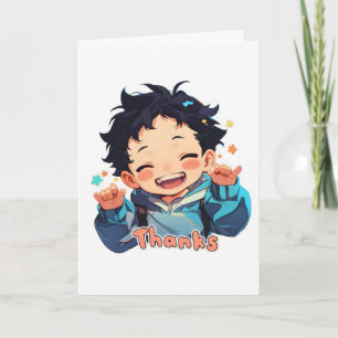 Danke Smile Boy Anime Feiertagskarte