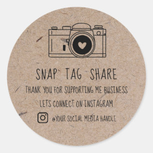 Danke Snap Tag Teilen Social Media Kraftpapier Runder Aufkleber