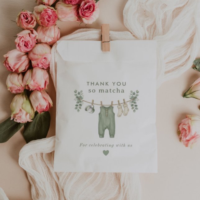 Danke so matcha salbeigrüne Babyparty Geschenktütchen (Von Creator hochgeladen)