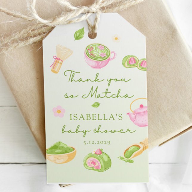 Danke so Matcha-Tee Baby Shower Geschenkanhänger (Von Creator hochgeladen)