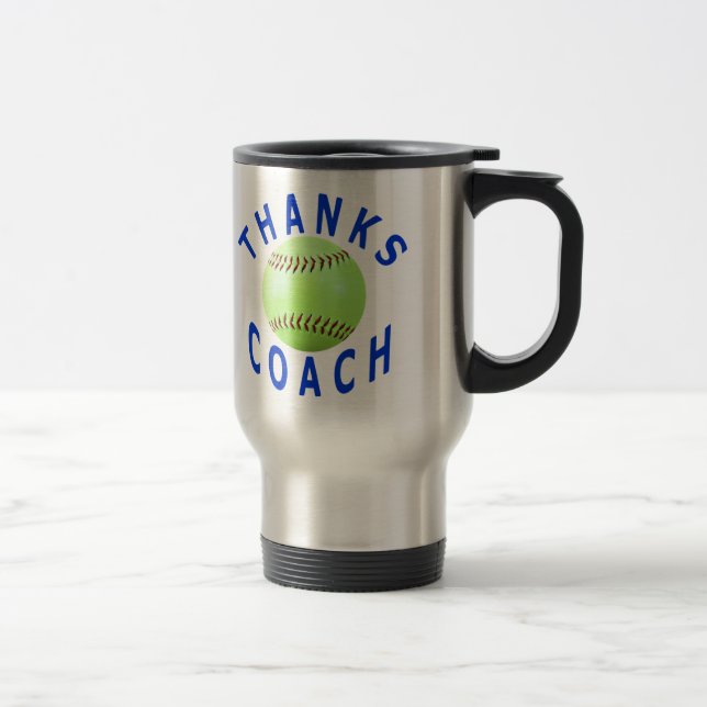 Danke Softball-Trainer-Geschenk-Reise-Tasse Reisebecher (Rechts)