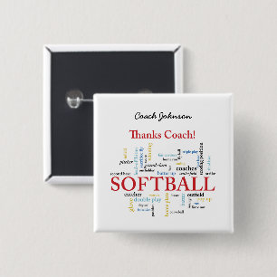 Danke Softball-Trainer Worte von Gruppe, Team, Rot Button