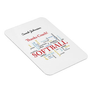 Danke Softball-Trainer Worte von Gruppe, Team, Rot Magnet