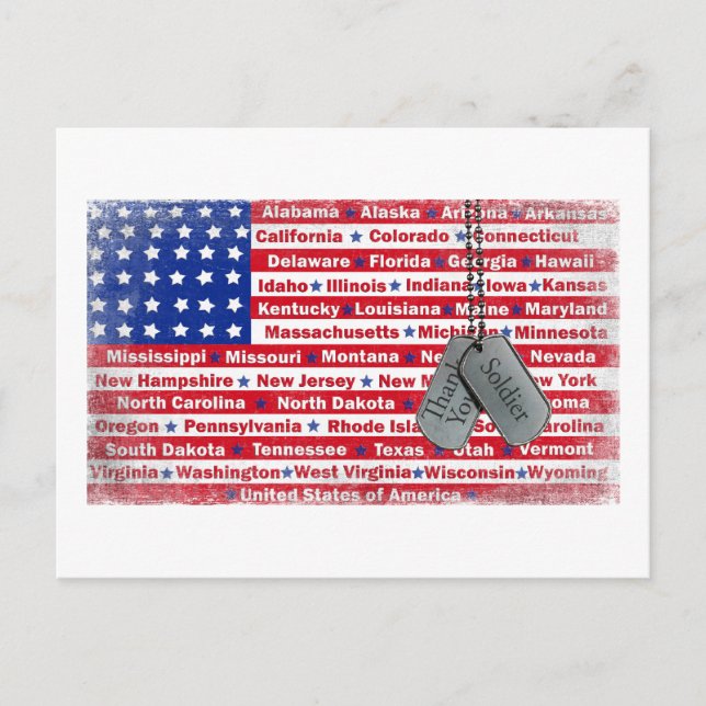 Danke Soldier Dog Tags Postkarte (Vorderseite)