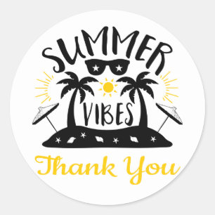 Danke Sommer Stimmung Palmen Strand Hochzeit Runder Aufkleber