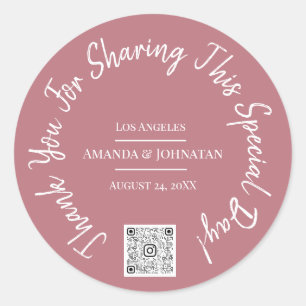 Danke-Sondertag-QR-Code-Logo-Rose Klassisch Runder Aufkleber