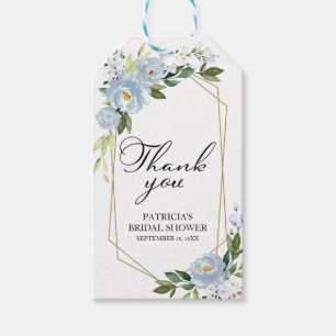 Danke - Staubblaue Blumen Grünzeug Geometrisch Geschenkanhänger