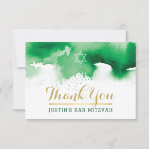 DANKE Stern-Grün Watercolor des BAR MITZVAH