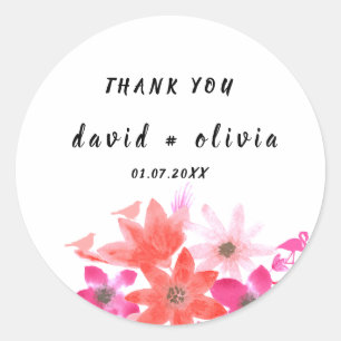 Danke-Sticker mit floralem Design Klassisch Rund Runder Aufkleber