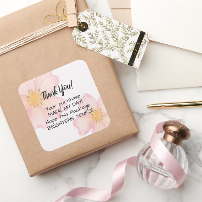 Danke Sticker - Rosa Wasserfarben-Blume (Schenken)
