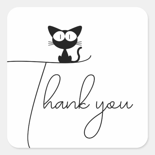 Danke Sticker - Süße schwarze Katze Minimalist (Vorderseite)