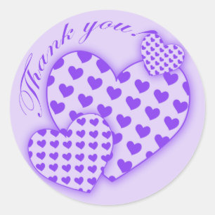 Danke Stickers mit Lila Herzen