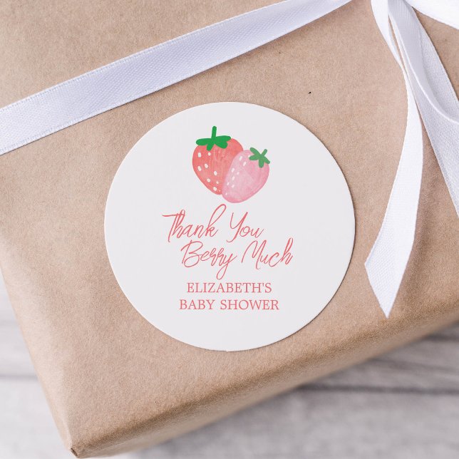 Danke Strawberry Baby Dusche Runder Aufkleber (Von Creator hochgeladen)