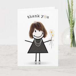 Danke Strichmännchen Girl mit Daisies Karte