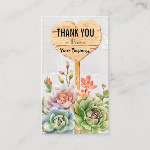 Danke Sukkuläre Blume Herzzeichen Visitenkarte