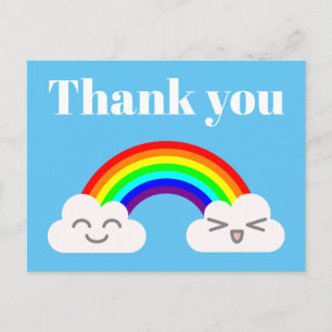 Danke Süße Wolken und eine Regenbogen-Postkarte Postkarte