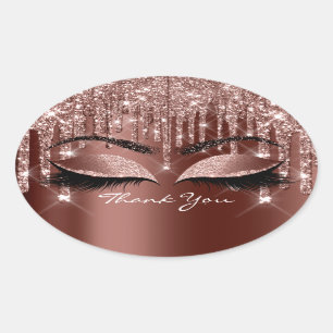 Danke Sweet 16. Bridal Rose Skinny Eyes Ovaler Aufkleber
