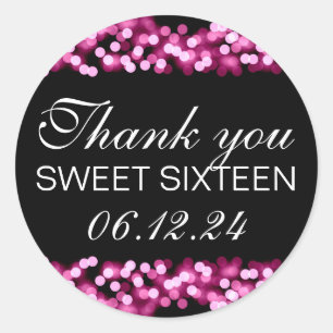 Danke Sweet 16 Hollywood Glam Pink Runder Aufkleber