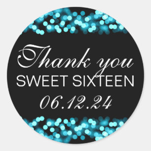 Danke Sweet 16 Hollywood Glam Turquoise Runder Aufkleber