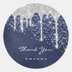 Danke Sweet 16th Hochzeit Navy Blau Favorit Runder Aufkleber
