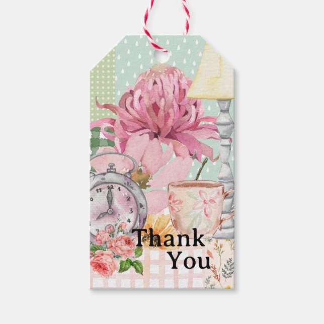 Danke Sweet Aquarell Blumenmuster Geschenkanhänger (Vorderseite)