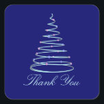 "Danke" - Swirled Christmas Tree Quadratischer Aufkleber<br><div class="desc">Dieses Design bietet einen einzigartigen spiralförmigen Weihnachtsbaum auf blau,  in einem festlichen Schatten von hellen türkis,  mit Ziern in den Tönen von und hell rosa und blau.</div>