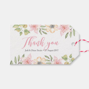 Danke Tags, Gefallen Tags Blume aus Rosa und Cre Geschenkanhänger
