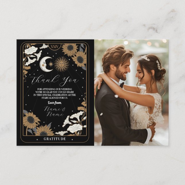 Danke Tarot Sun Moon Foto Hochzeitkarten Begleitkarte (Vorderseite)