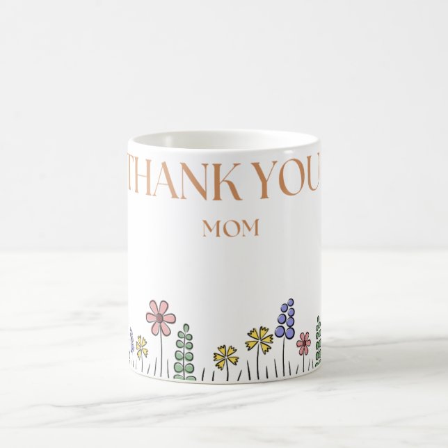 "Danke" Tasse – Handgezeichneter Blumen-Garten-Dan (Mittel)
