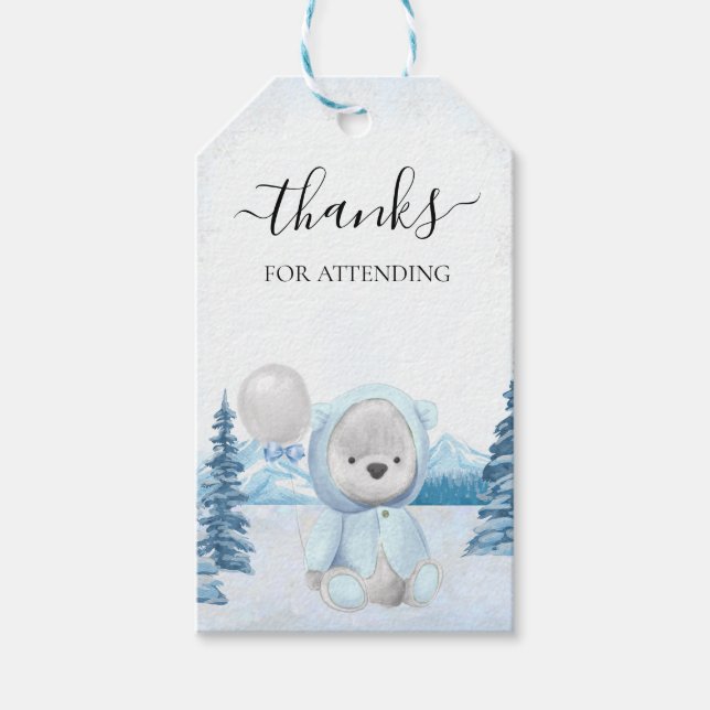 Danke Teddy Bear Christmas Winter Geschenkanhänger (Vorderseite)