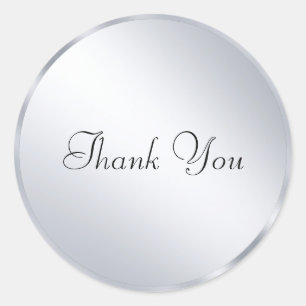 Danke-Text Metallic Silber Modernes Template Runder Aufkleber