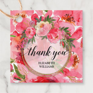 Danke, Text Peony Blume Geschenkanhänger