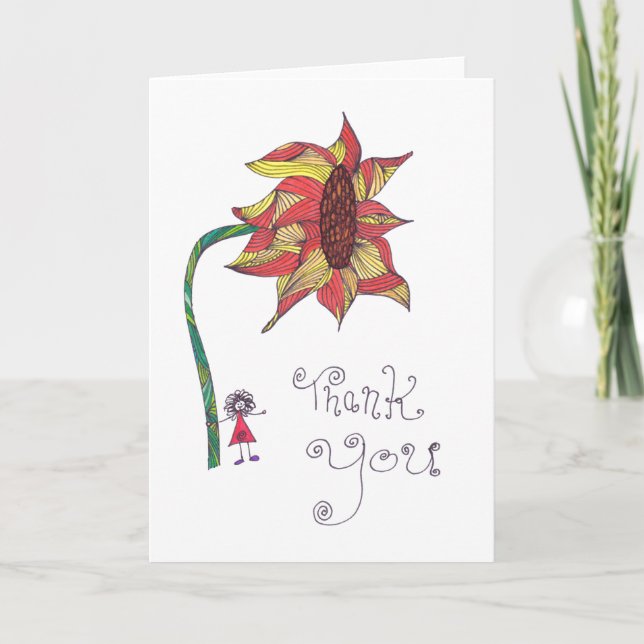 Danke, - Tintensonnenblume zu kardieren Dankeskarte (Vorderseite)