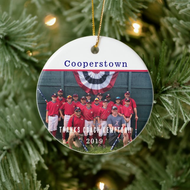 Danke Trainer – Cooperstown Andenken Teamfoto  Keramik Ornament (Baum)