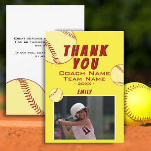 Danke Trainer Gelbe Softball-Fotokarte