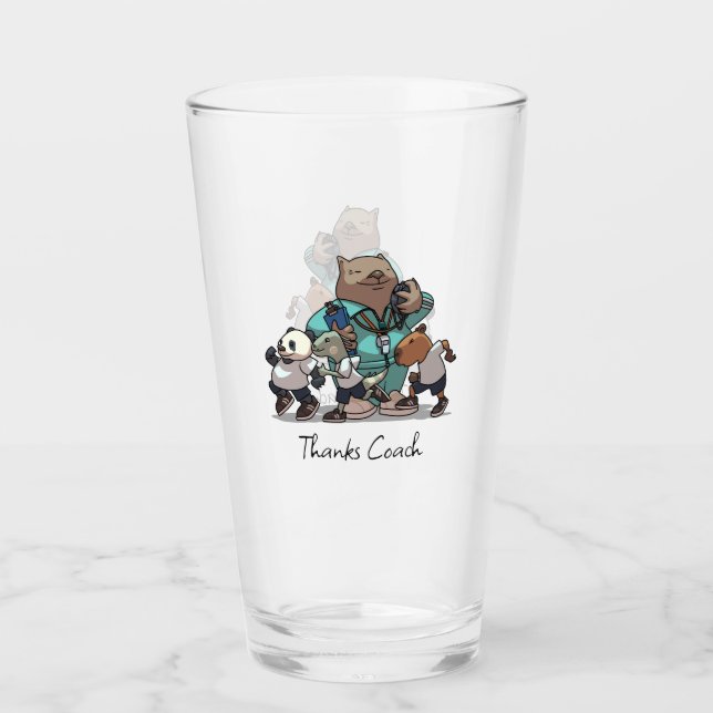 Danke Trainer-Geschenk Wombat Sporttrainer-Kunstwe Glas (Vorderseite)