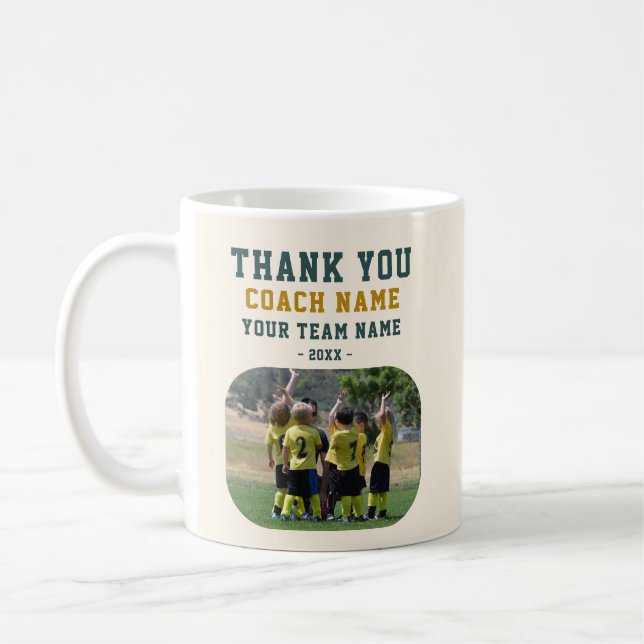 Danke Trainer mit Teamname Foto Kaffeetasse (Links)