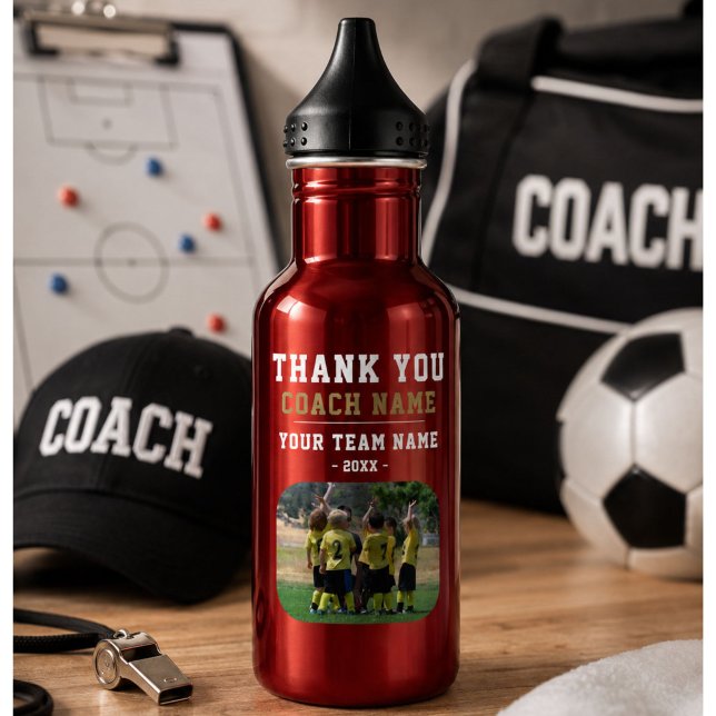 Danke Trainer Teamname Foto Edelstahlflasche (Von Creator hochgeladen)