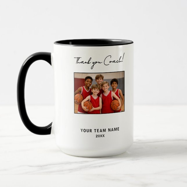 Danke Trainer Teamname Foto Unterschrift Tasse (Links)