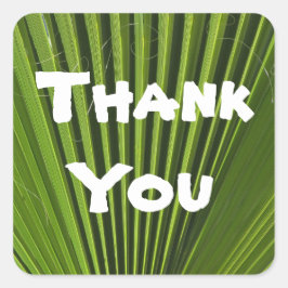 Danke Tropical Green Palm Leaf Wertschätzung Quadratischer Aufkleber