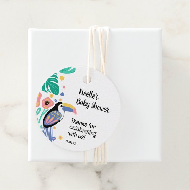 Danke Tropical Toucan Bird Baby Dusche Geschenkanhänger (Beispiel)