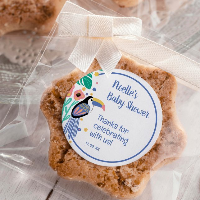 Danke Tropical Toucan Bird Baby Dusche Runder Aufkleber (Von Creator hochgeladen)