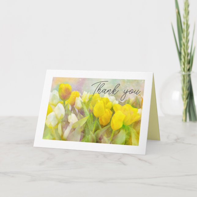 Danke, Tulips Delicate Watercolor Dankeskarte (Vorderseite)