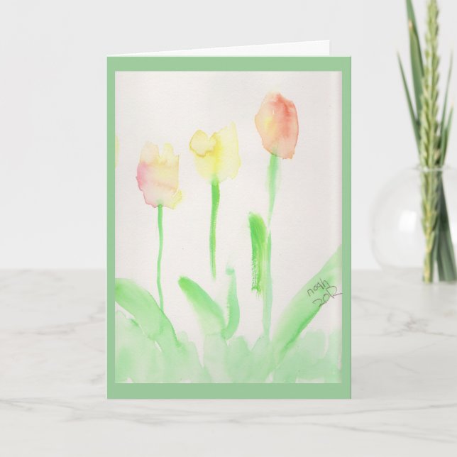 Danke, Tulpen zu kardieren Dankeskarte (Vorderseite)