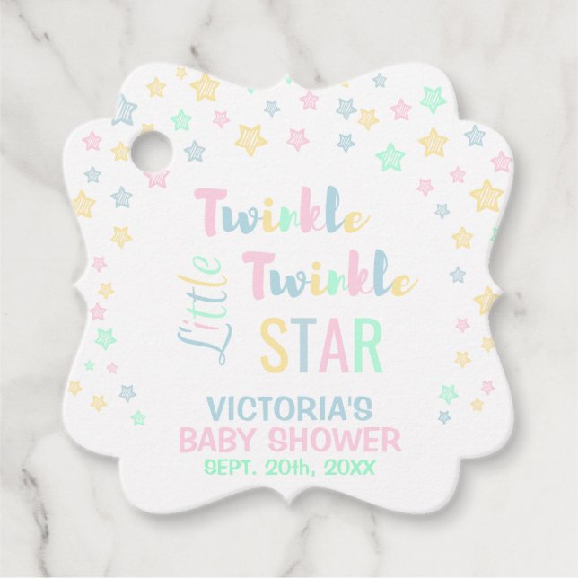 Danke Twinkle Twinkle Little Star Baby Dusche Geschenkanhänger (Vorderseite)