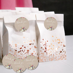 Danke Typography Frühlingsblumen Brautparty Runder Aufkleber