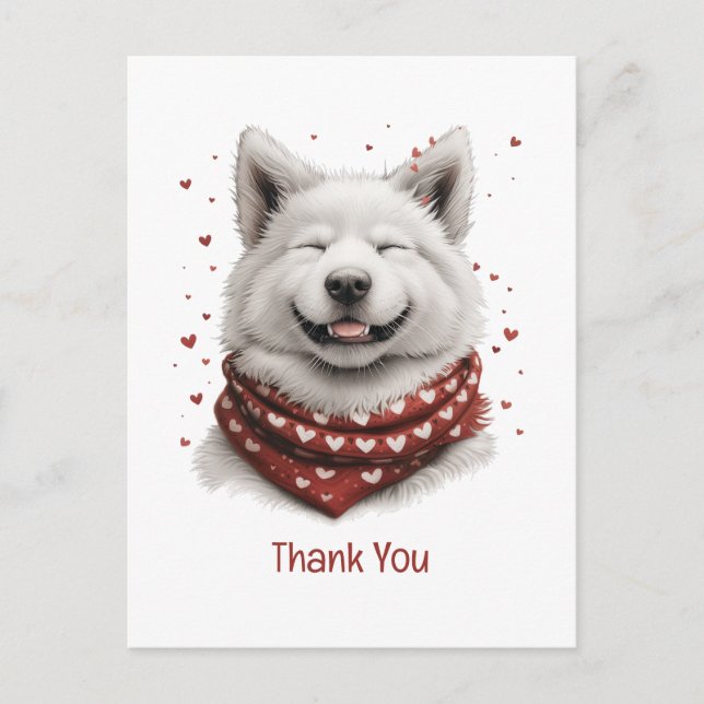 Danke Valentinstag Samojede Hund Postkarte (Vorderseite)
