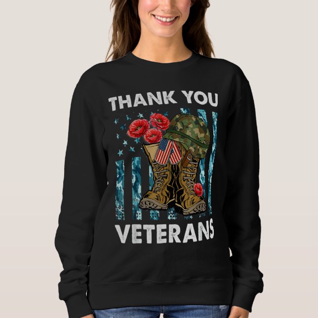 Danke Veteran Combat Boots Blume Veteran Da Sweatshirt (Vorderseite)