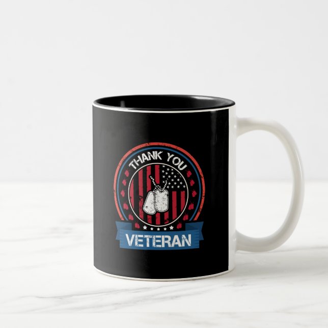 Danke Veteran | Patriotische Militärtribut Zweifarbige Tasse (Rechts)